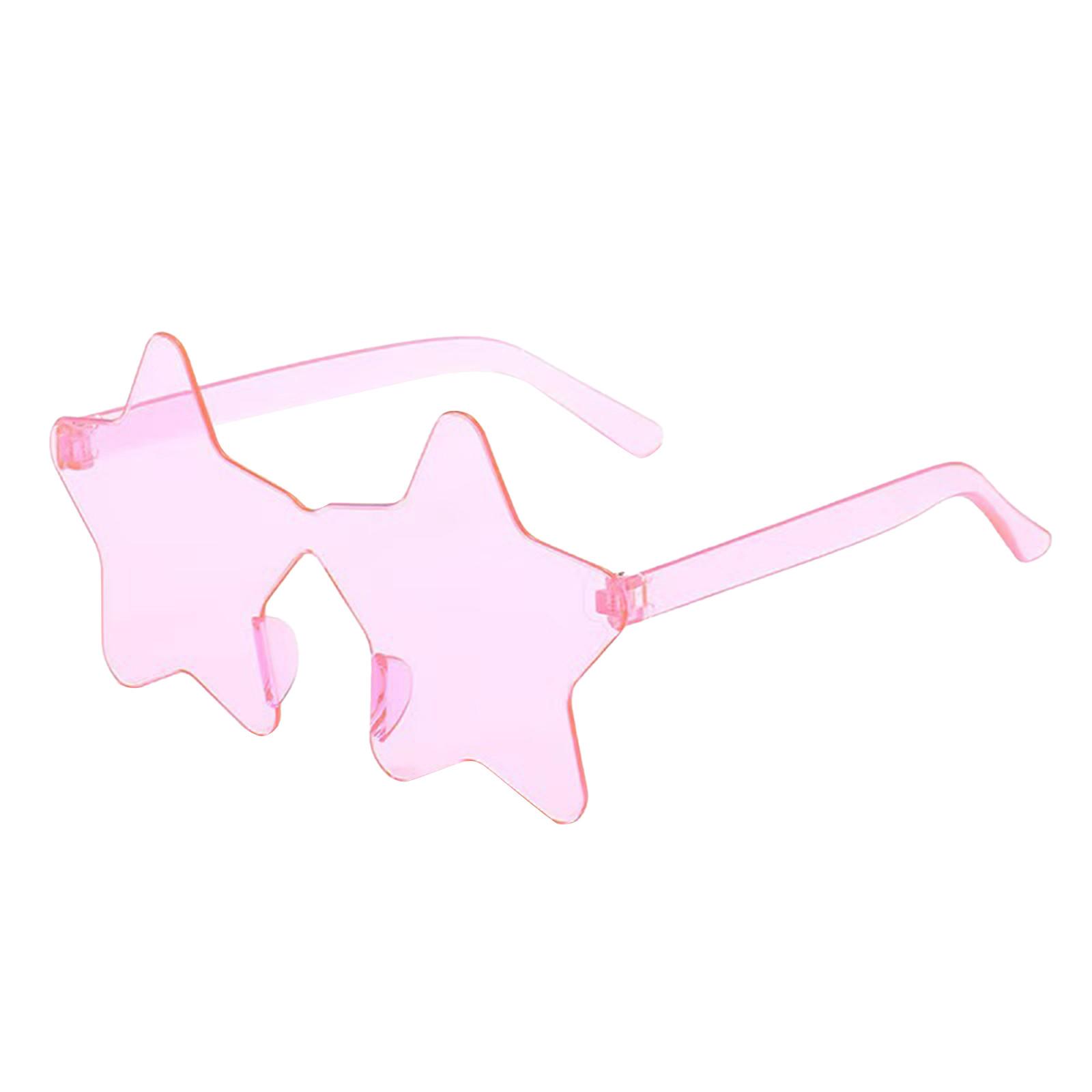 

Солнцезащитные очки без оправы в форме звезды, прозрачные солнцезащитные очки ярких цветов для вечеринок для девочек, мальчиков, женщин One Size розовый