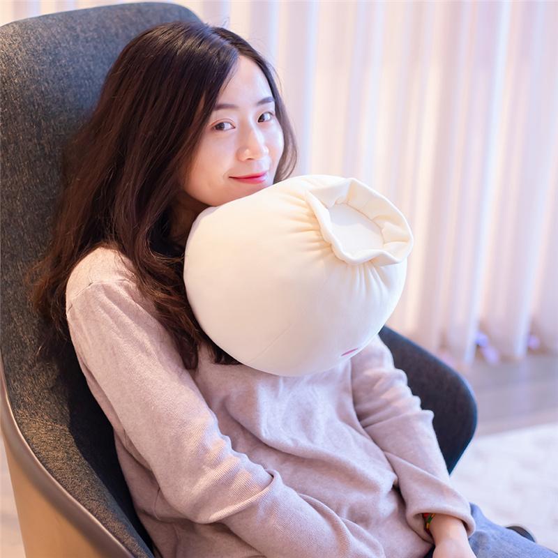 Creative Chinese Bun Shape Plush Toys Stuffed Soft Dumplings Pillow Kawaii Cushion Simulation Food Doll Gift for Kids Home Decor