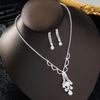 3PC Women's Fashion Copper Inlaid Zircon Claw Chain Geometric Water Drop Necklace Earring Set Wedding Party Festival Gift
