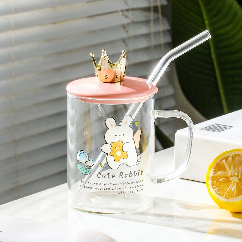 

Керамическая крышка стакан с соломинкой из боросиликатного стекла 500 мл индивидуальный милый стакан для питья кружка большой вместимости с крышкой 500ml