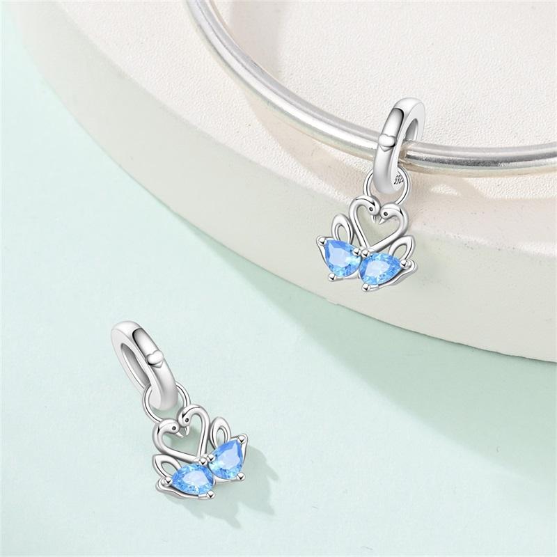 100%Stering Copper Crystal Slippers Charms Beads Swan Rose Pendant Fit Original 3Mm Bracelet Diy For Women Fine Jewelry