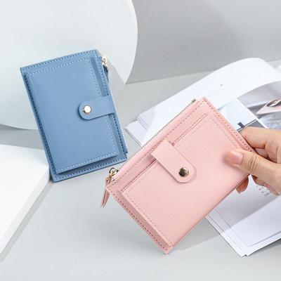 Women's Compact Wallet: 2025 Multi-Card Zipper Button Coin Purse, Ideal for Students