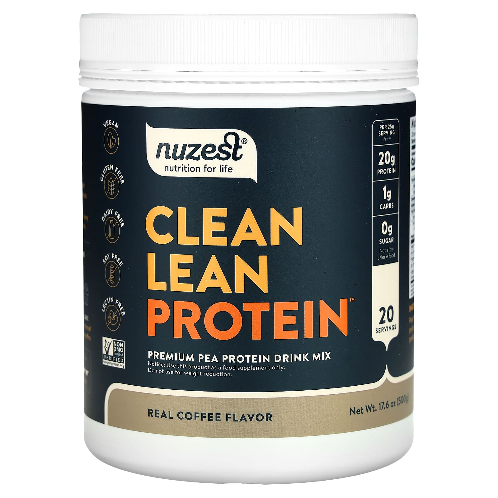 

Nuzest, Clean Lean Protein, Real Coffee, 17.6 oz (500 g)