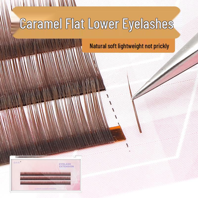 

0.15 Caramel Flat Faux Mink Eyelashes - Soft, Self-Apply Double Tip Extensions 6mm