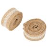 6 Stück 2M/Rolle Jutebahnen Gelbe Jute Rustikaler Stil Jute-Burlap-Band Dekoband Weiße Spitze Jute-Burlap-Spitzenband