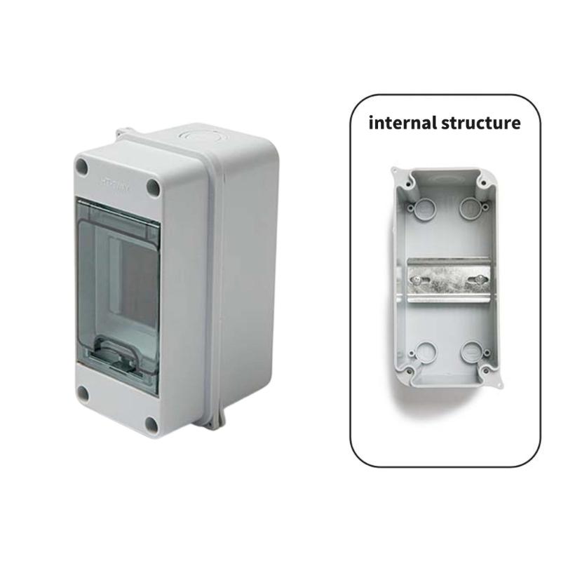 Wall Mount Electrical Distribution Box Outdoor ABS Housing with Clear Hinged Cover & Internal DIN Rail Layout