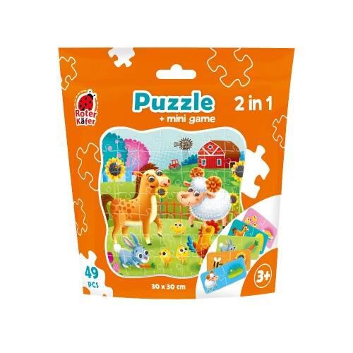 Puzzle 2W1 Farma Zestaw Układanka Mini Gra Edukacyjna Zwierzęta Roter Kafer