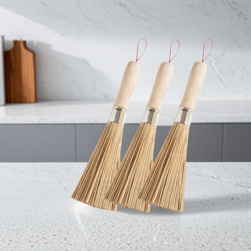 Natural Bamboo Pot Scrubber Brush, 2-Pack