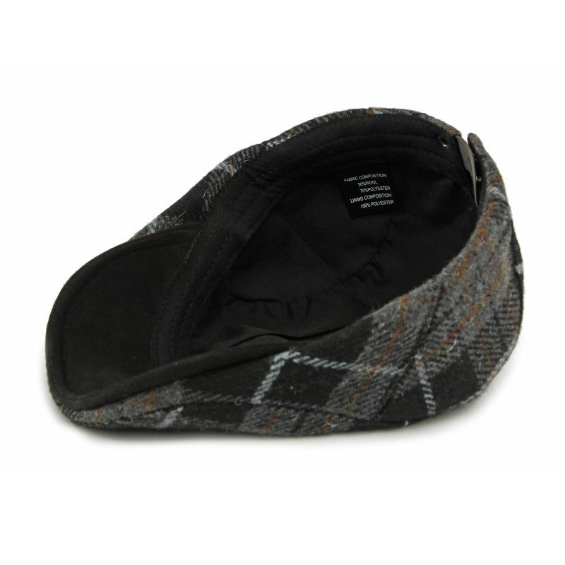 Autumn Winter Wool Beret Men's British Retro Progressive Cap Women's Plaid Cap
