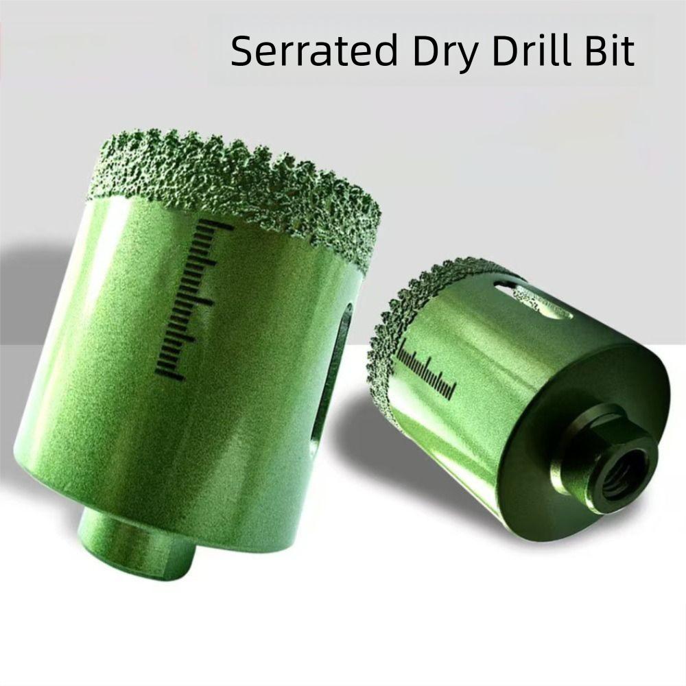 Vacuum Brazed Tile Hole Opener Angle Grinder Dry Drilling Core Drill Bits Less Heat Serrated Dry Drilling Tool Glass Processing