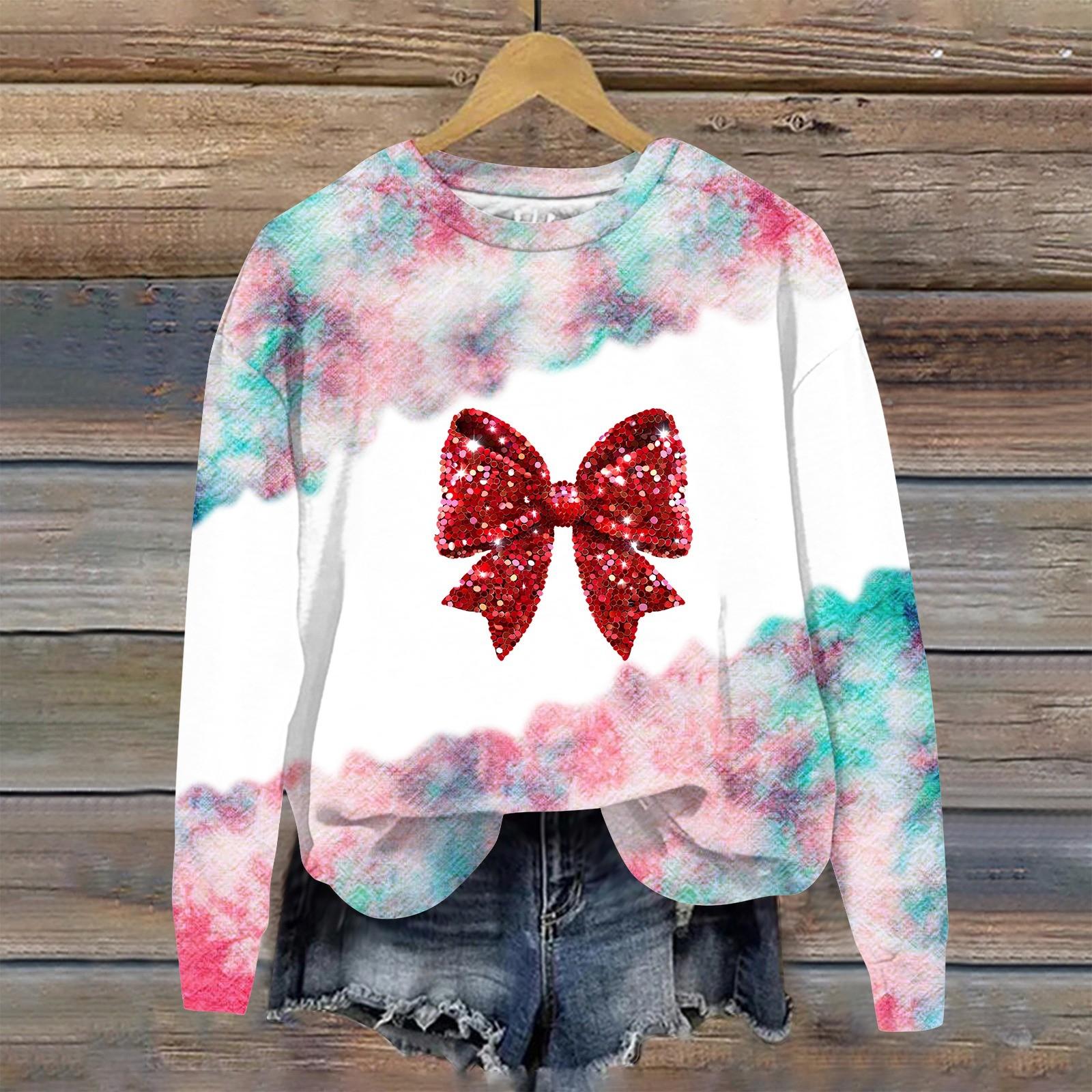 

Женская мода Bufferfly Printed Long Sleeve Loose Round Neck Sweatshirt Top Fall XL белый