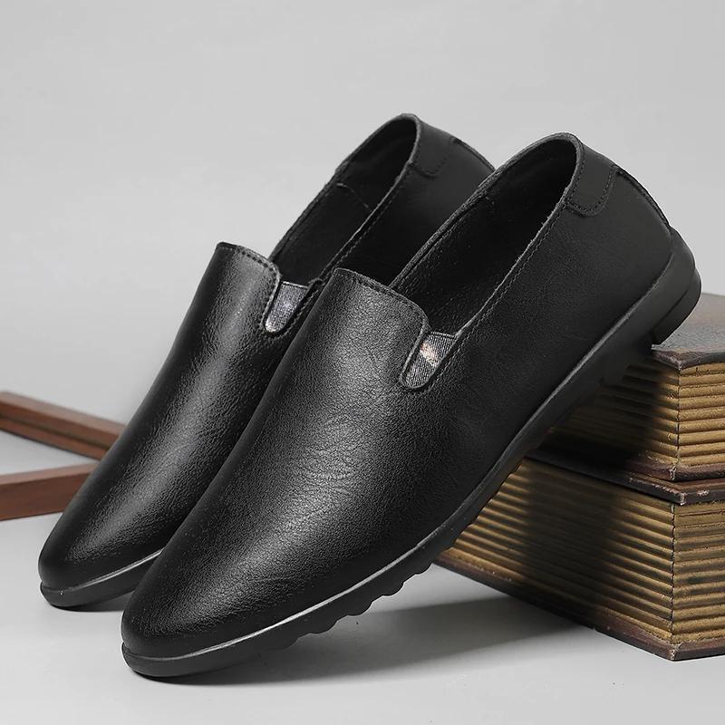 Leather Men Casual Shoes Luxury Brand Soft Italian Mens Loafers Moccasins Breathable Slip On Lazy Driving Shoes Plus Size 37-47