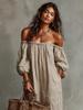 In Stock 2026: New European & American Style Women's Off-the-Shoulder Striped Dress for Spring & Summer Vacation