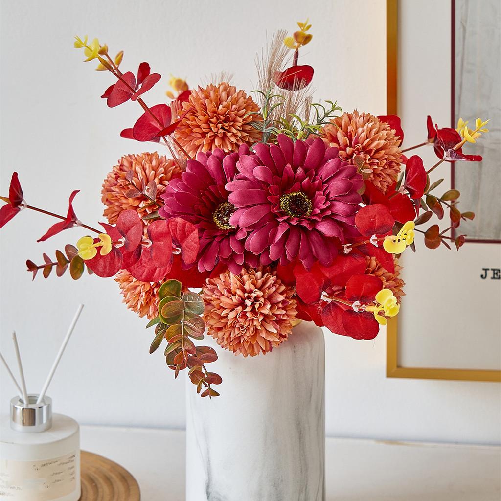 Estilo Europeo Flor Artificial Eucalipto Diente de León Peonía Hortensia Rosa Rosa de Boda Seda Arte Floral Accesorios de Fotografía Flores Simuladas