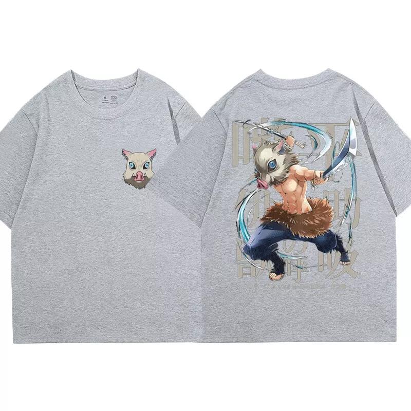 Demon Killer Inosuke COTTON T-shirt Nezuko Anime Unisex Summer New Men and Women Streetwear