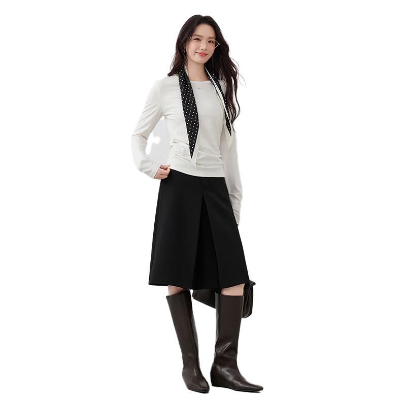 Women's High-Waist Wide-Leg Cropped Suit Culottes