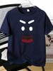 Unisexs Tee Bold Angry Expression Face Graphic Print Cotton Short Sleeve Male Casual Streetwear Outdoor Daily Basic Fashion Tops