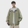 Hong Kong Style Men's Striped Two-Sided Stand-Up Collar Jacket - Casual Loose Fit for Spring and Autumn