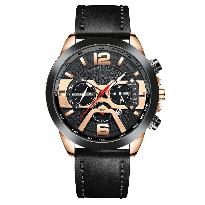 

Повседневные спортивные часы для мужчин Кожаные наручные часы Часы-хронограф Наручные часы