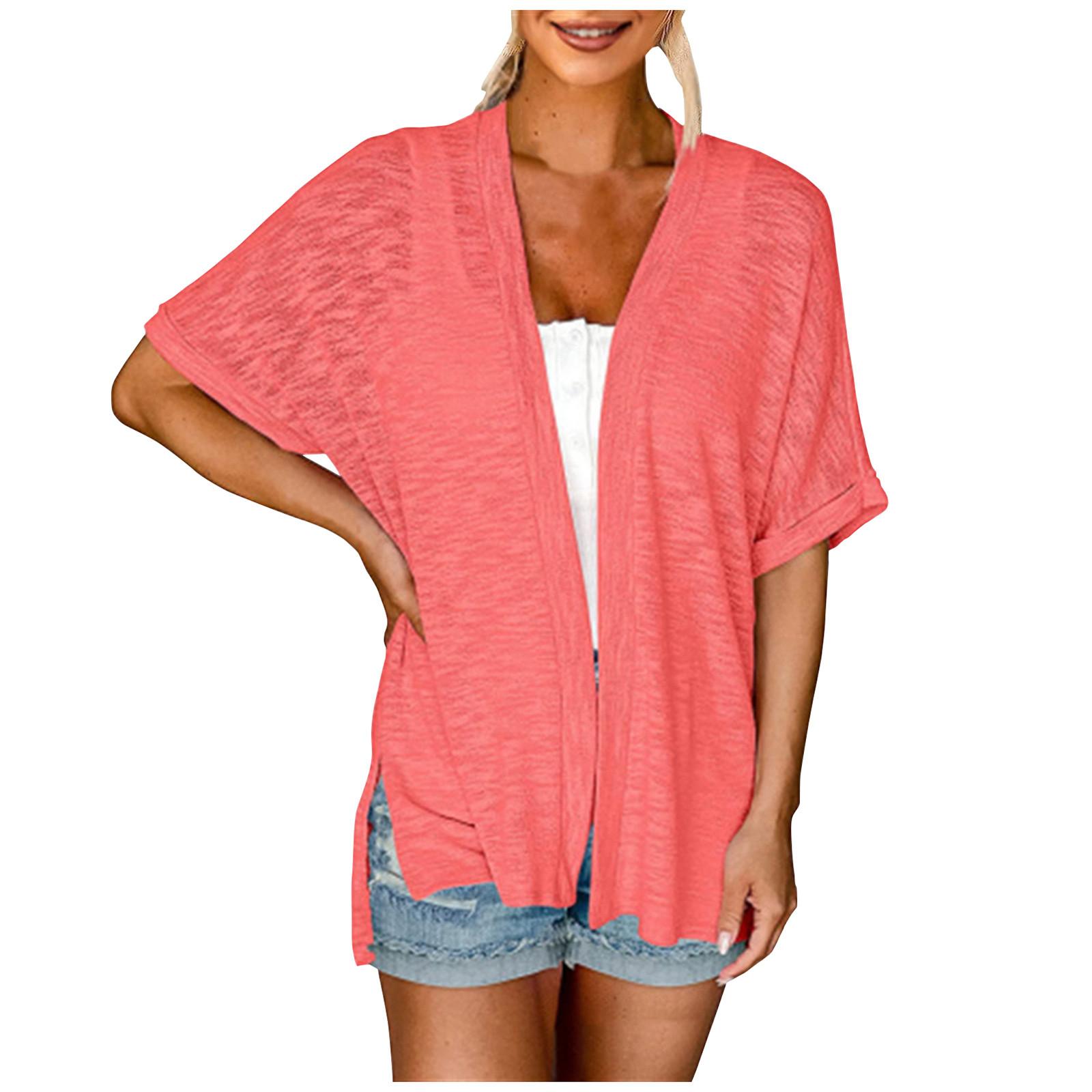 

Женский летний повседневный легкий кардиган, кардиган с короткими рукавами, повседневный свободный топ, куртка XL арбуз красный