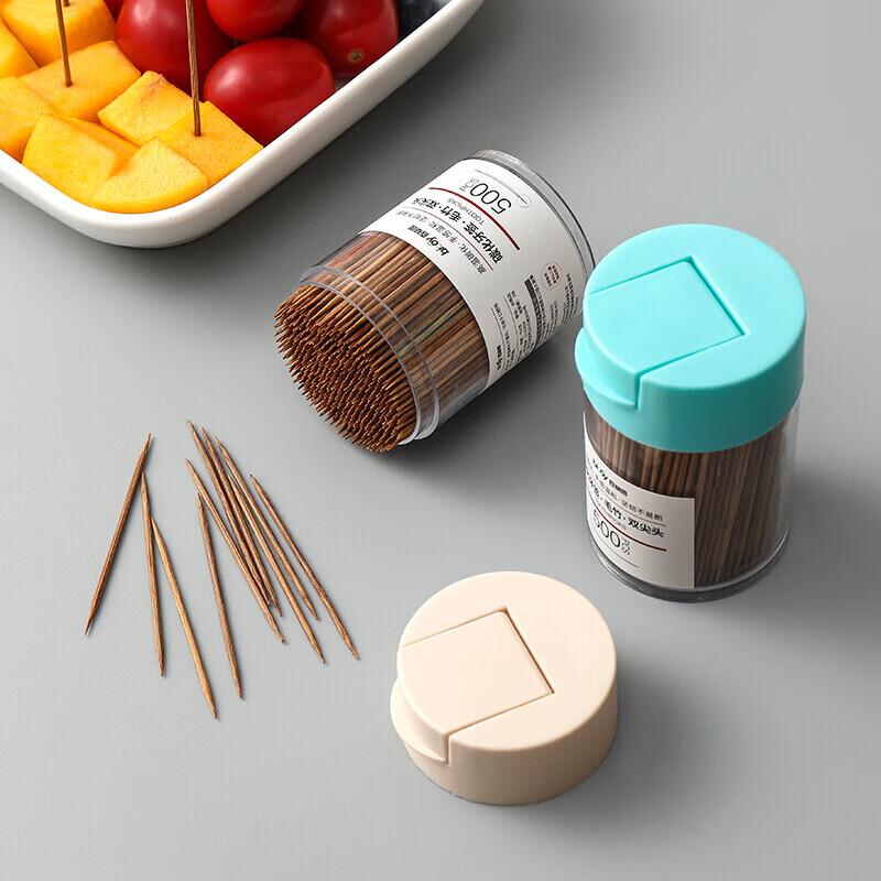 Bai Cao Yuan Carbonized Bamboo Toothpicks with Flip-Top Dispenser