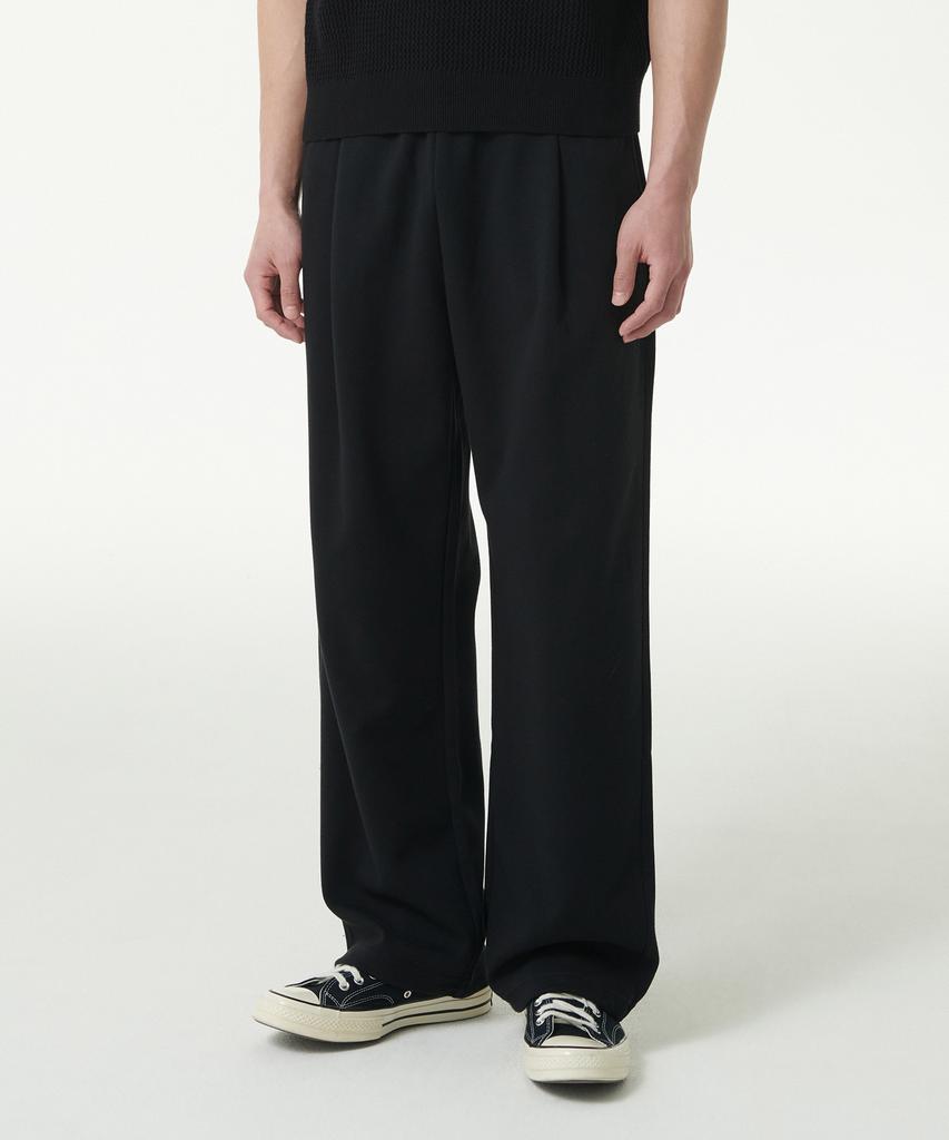 MUSINSA STANDARD [Cooltandard] One-Pleat Wide Lounge Sweatpants [Black]