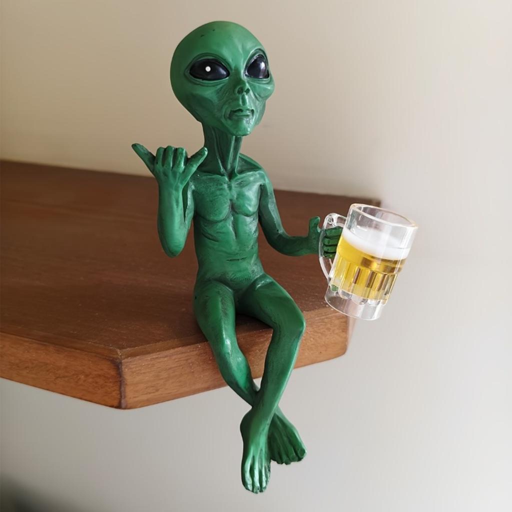 Rude Alien Statue - Extraterrestrial Figure Flipping The Bird, Unique Alien Decor Distinctive Alien Figurine, Perfect Yard Decorations or Gift