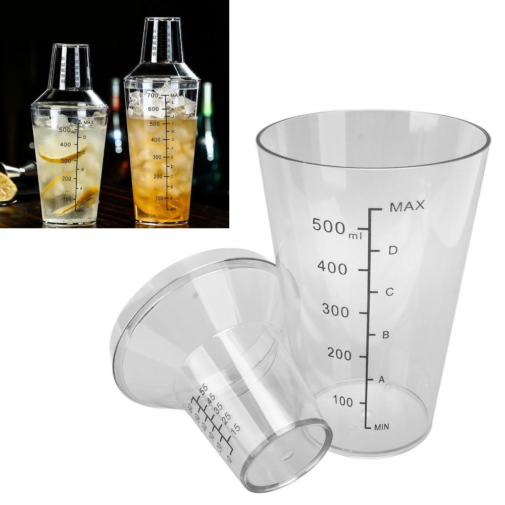 Scale Markings Cocktail Shaker Set Clear Plastic Measuring Jigger Set Drink Mixer Shaker Bar