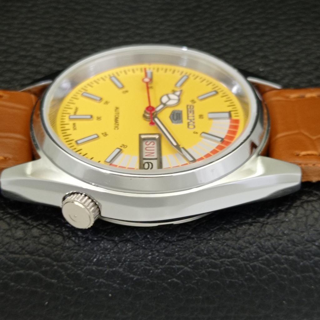 VINTAGE REFURBISHED SEIKO 5 AUTOMATIC 6309A JAPAN MENS YELLOW WATCH A441102-4 Sk-a441102
