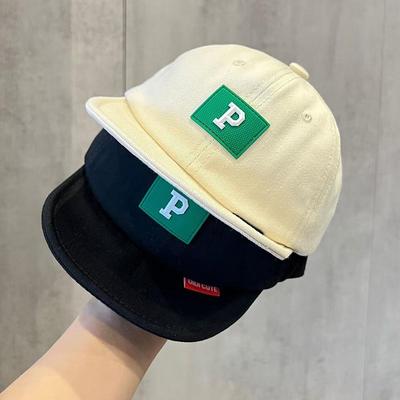 Solid Color Letter Baby Baseball Cap Soft-brim Peaked Hat for Toddler Boy Girl Adjustable Cotton Kids Sun Hats