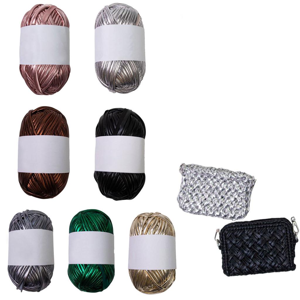 40metrová metalická tričková příze lesklá příze Kovová pletací příze Kovová polyesterová příze pro ruční háčkování tašek