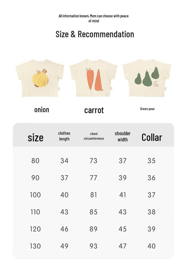 LELE JOVE Children's Summer Fruit Print Cotton Short Sleeve T-Shirt