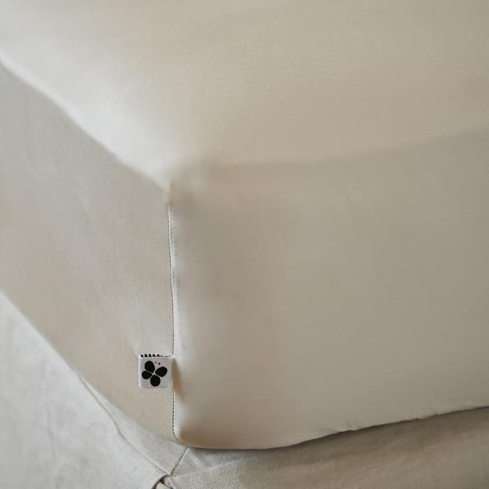 Drap housse - Salome - 180 x 200 cm - Viscose de bambou - Beige