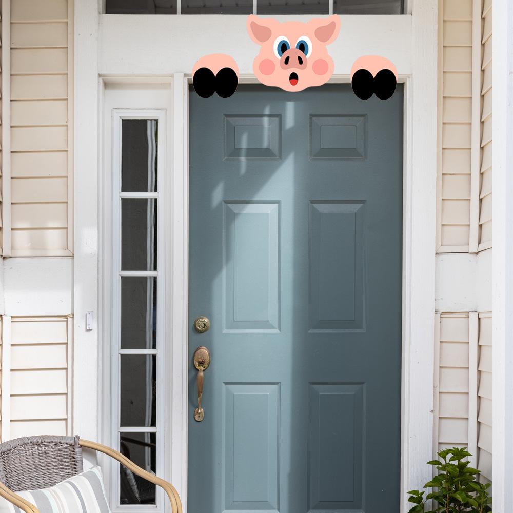 Cartoon Animal Peeking Outdoor Fence Decoration Sign