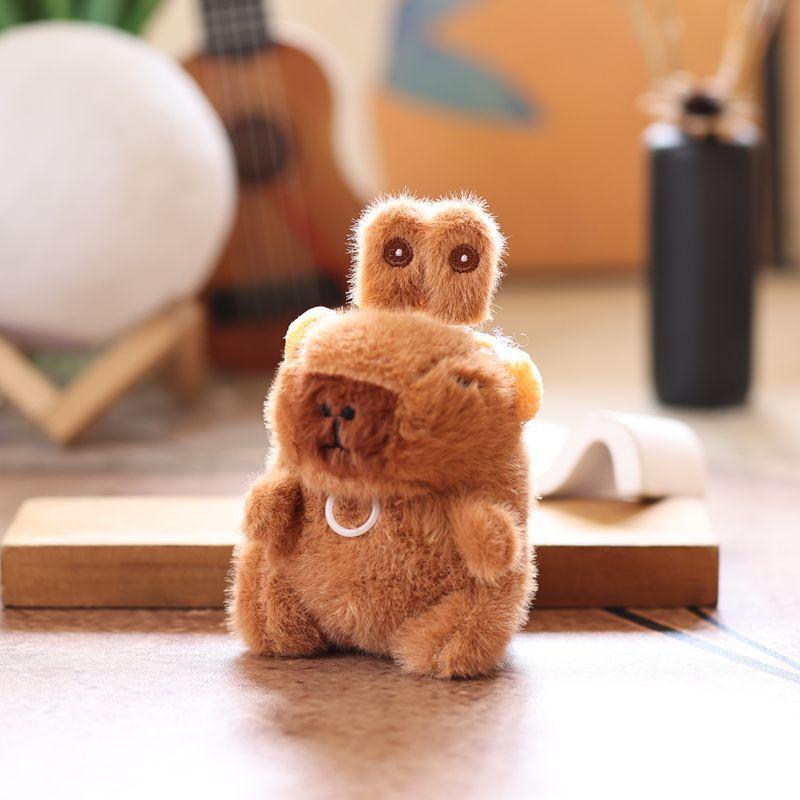 

Мультяшная шапка с кроличьими ушками, брелок-подвеска капибара, креативный плюшевый брелок с животным, кавайный брелок с мягкой куклой, подарок на день рождения