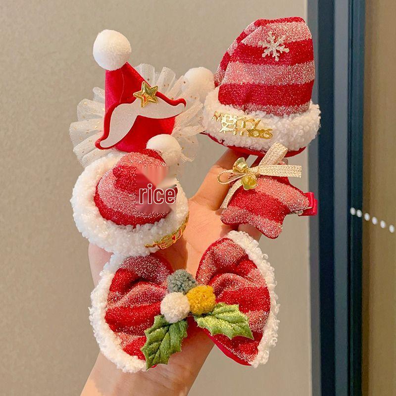 Weihnachts-Cartoon-Haarspangen für Mädchen: Süße Feiertags Pony Accessoires