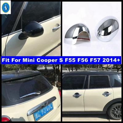 Chrome / Carbon Fiber Look Rearview Mirror / Rear Window Wiper / Door Bowl Cover Trim For Mini Cooper S F55 F56 F57 2014 -