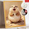 5D Framed Pearl Painting Kit Happy Hamster Portrait Sparkling Bead Art Canvas Ready To Display Romantic Home Decor Gift Excellent Wall Decor