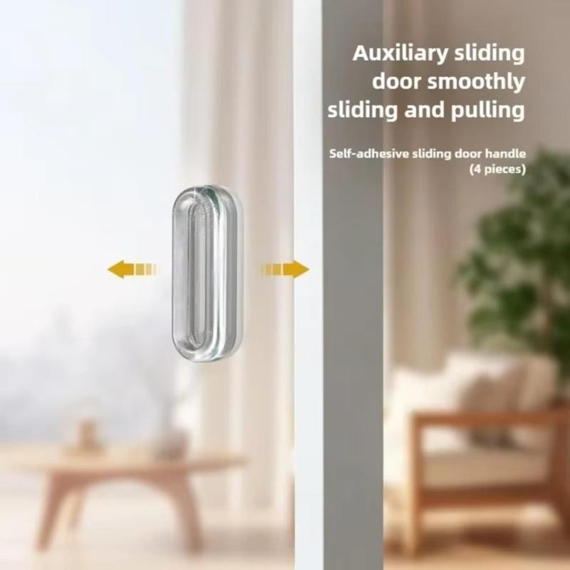 4PCS Self-Adhesive Drawer Pulls,Transparent Soft Silicone Sliding Door Handles,No-Drill Door Handle for Kitchen Cabinet Hardware