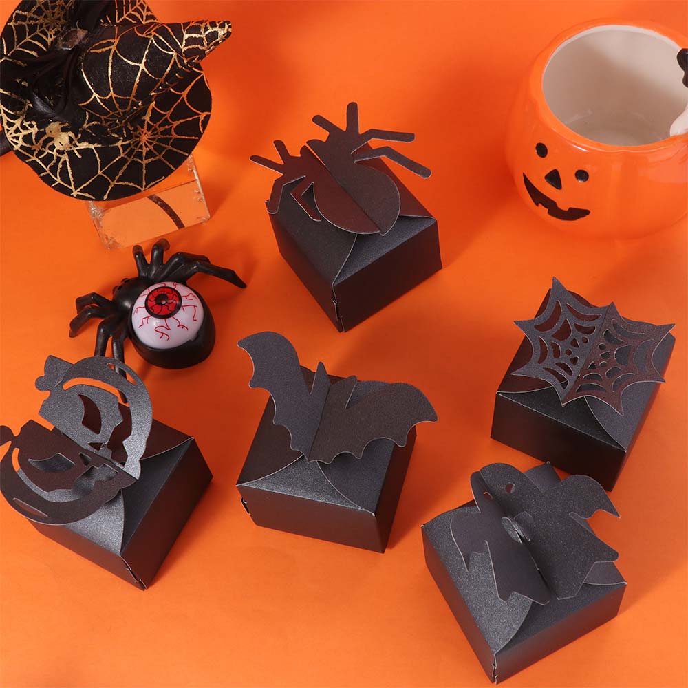 24pcs Spider/Pumpkin/Ghost Pattern Candy Packing Box Paper Snack Packaging Bag Grocery Store