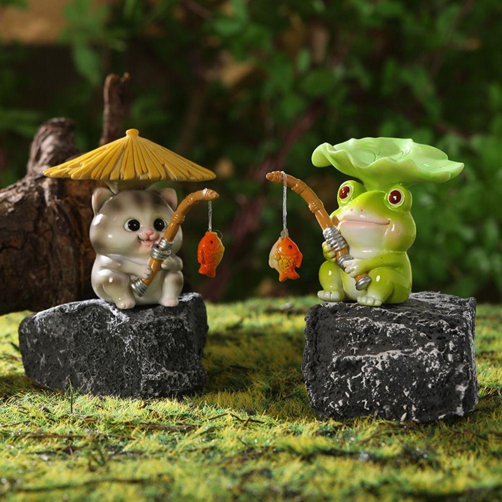 

Милая статуэтка панды, занимающейся рыбной ловлей, мультяшные миниатюры, фигурка для аквариума, украшение для стола