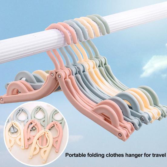 10Pcs Folding Clothes Rack Non-Slip Hangers Curved Groove Design Portable Compact Space-Saving Travel Hangers