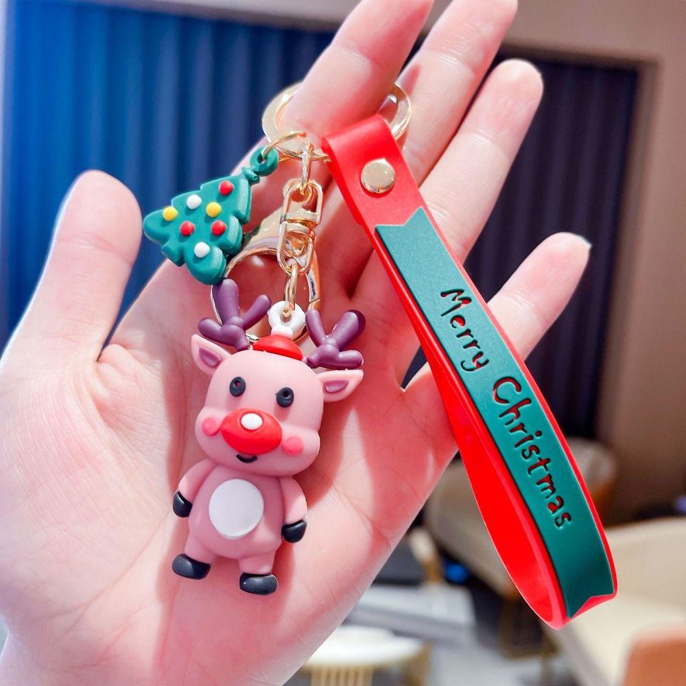 Decoration Small Pendant Santa  Key Fob Christmas Keychain Bag Charm Key Chain Car Key Ring