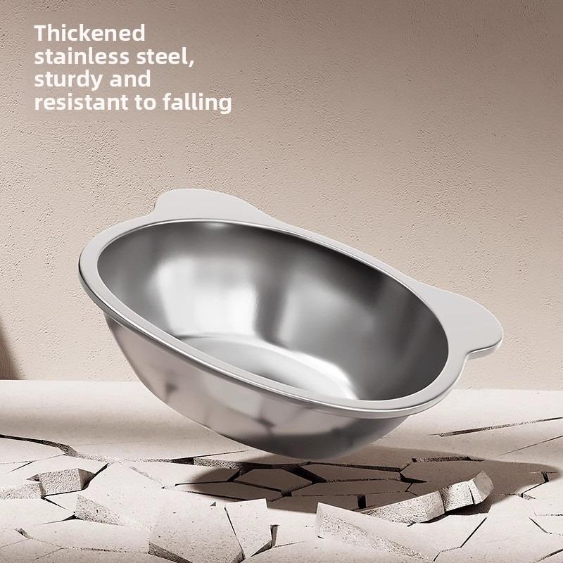 15°Thickened Anti-overturning Protection of Cervical Spine Cat Rice Bowl 304 Stainless Steel Increased Oblique Pet Food Bowl