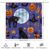 Halloween-Themed Shower Curtains With A Black Cat Pattern For Bathroom Decor Purple Print Design