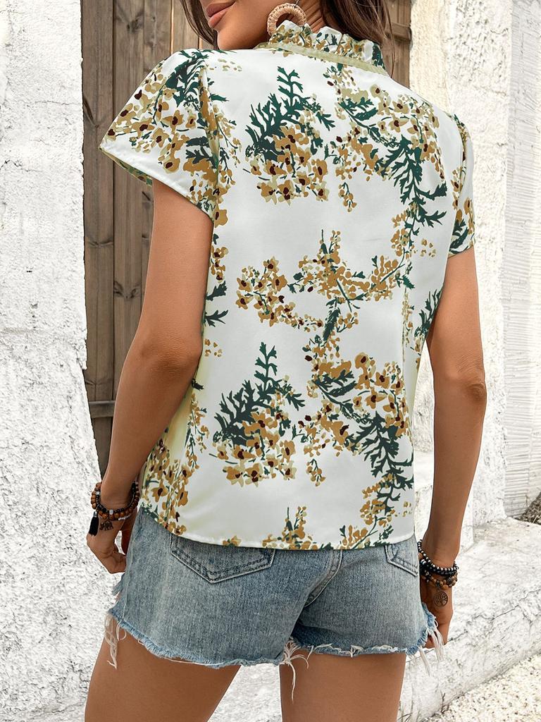 Women's Summer Printed Short Sleeved Shirt, Fashionable Top