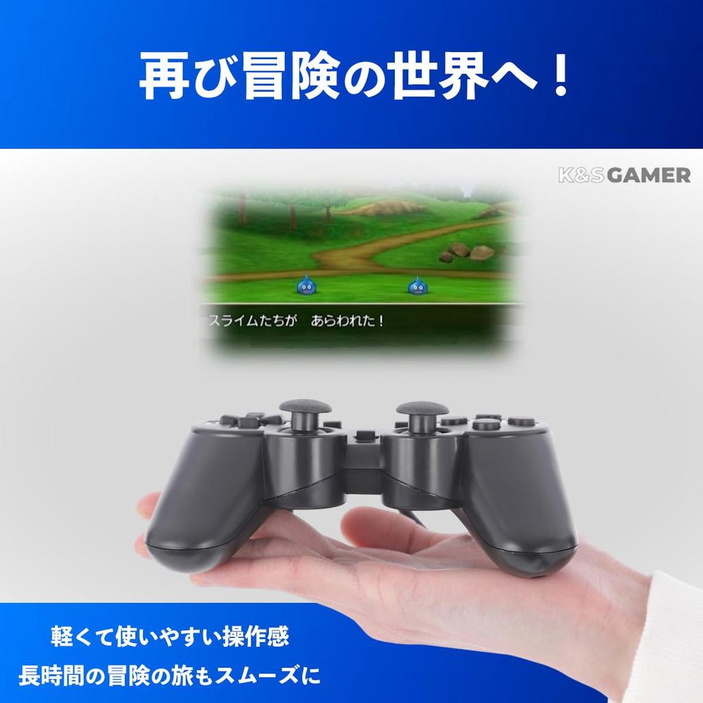 K&SGAMER PS2 Wired Controller, PlayStation 2 Compatible Analog Controller (Black)