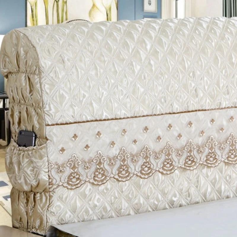 Soft Foreskin Bedside Protective Cover Full Coverage Bedside Dust Cover Cotton Padded Thickened Solid Wood Headboard Cover
