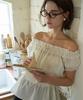 Hauseuobeupondeu Ruffled String Off Shoulder Blouse Ivory