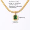 Square Green Stone Snake Bone Necklace with Bezel-set Synthetic Zircon Clavicle Chain
